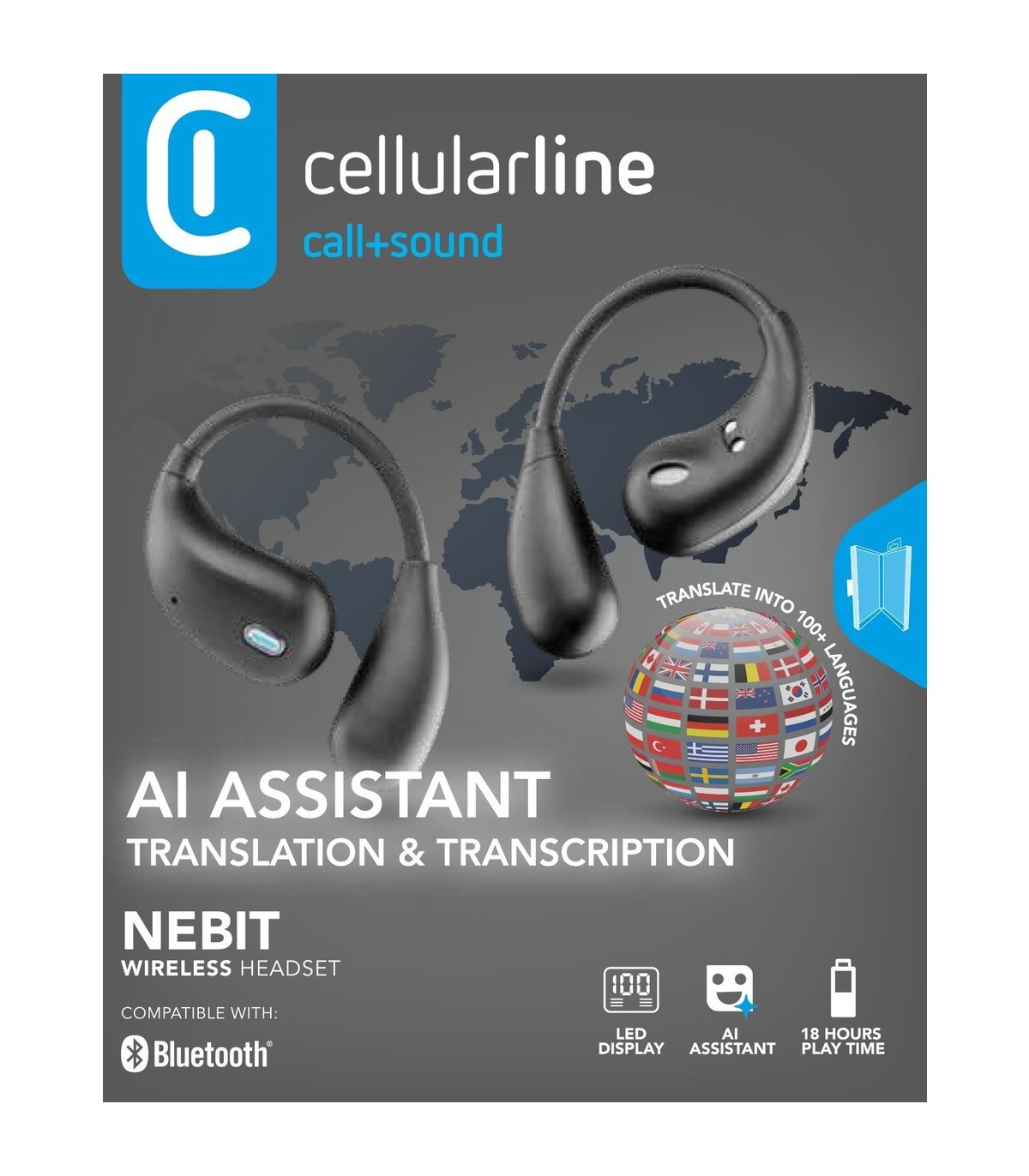 Nebit Rpd Nebit, Bluetooth TWS earbuds met AI vertaalhulp, zwart